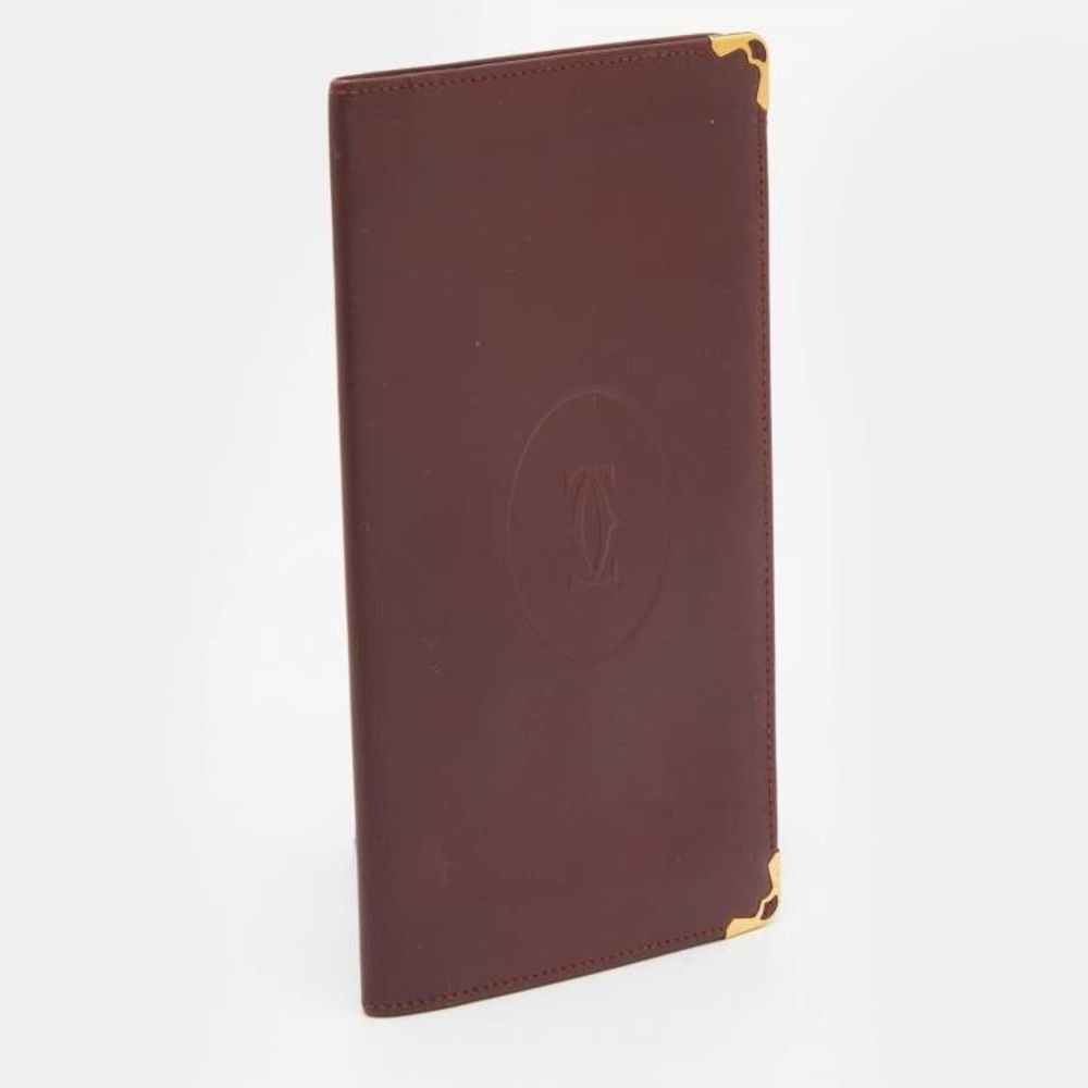 Cartier Burgundy bifold Leather C de Cartier Long  Wallet with Gold Deta…
